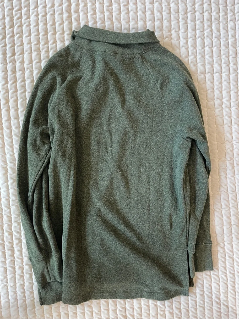 J. Crew Olive Green Button-Collar Turtleneck Sweater